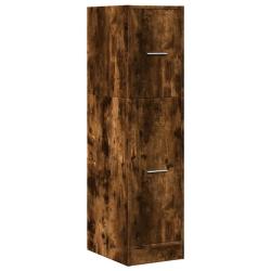 Armoire d'apothicaire multifonctionnelle rangement 30 x 41 x 118 cm en bois d'ing&eacute;nierie ch&ecirc;ne fum&eacute;