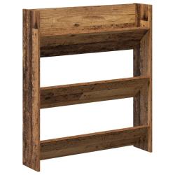 Armoire &agrave; chaussures murale moderne gain de place 80 x 18 x 90 cm en bois d'ing&eacute;nierie vieux bois 0
