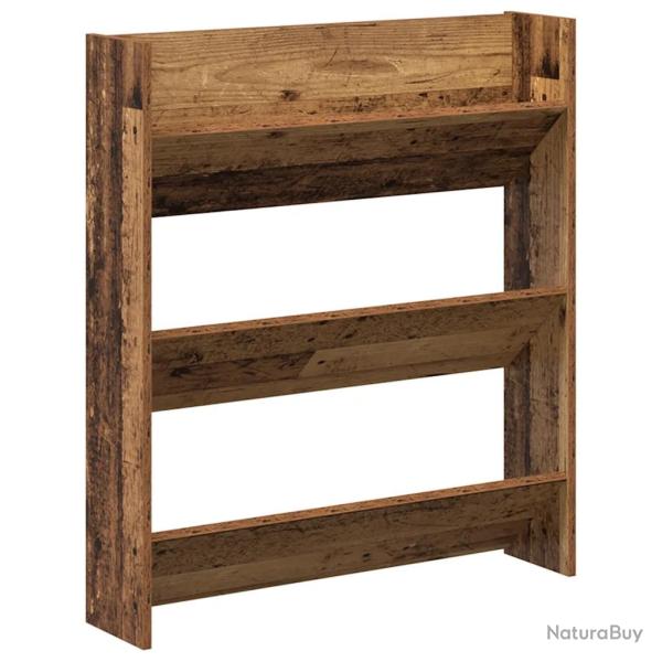 Armoire � chaussures murale moderne gain de place 80 x 18 x 90 cm en bois d'ing�nierie vieux bois 0