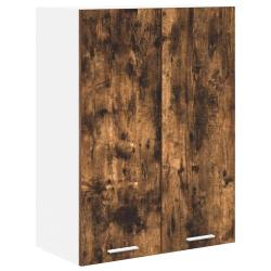 Armoire suspendue moderne grand espace de rangement 60 x 31 x 80 cm en bois d'ing&eacute;nierie ch&ecirc;ne fum&eacute;