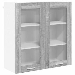 Armoire suspendue moderne avec large espace de rangement 80 x 31 x 80 cm en bois d'ing&eacute;nierie gris