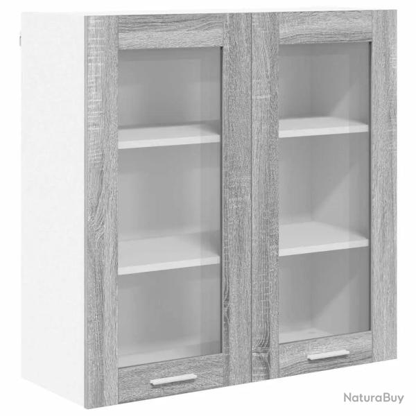 Armoire suspendue moderne avec large espace de rangement 80 x 31 x 80 cm en bois d'ing�nierie gris