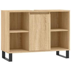 Armoire de salle de bain ch&ecirc;ne sonoma 80 x 33 x 60 cm avec grands rangements style industriel en bo