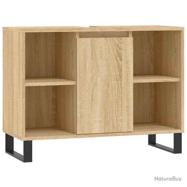 Armoire de salle de bain ch�ne sonoma 80 x 33 x 60 cm avec grands rangements style industriel en bo