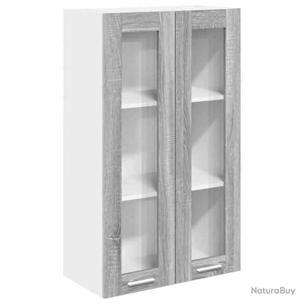 Armoire suspendue moderne rangement spacieux cuisine 60 x 31 x 100 cm en bois d'ing�nierie gris son