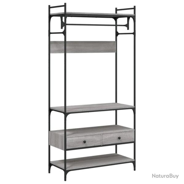 Armoire � tiroirs compacte rangement �l�gant chambre 89 x 39 x 184 cm en bois d'ing�nierie gris 02_