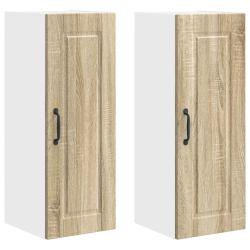 Lot de 2 armoires murales modernes rangement efficace cuisine 30 x 31 x 80 cm en bois d'ing&eacute;nierie