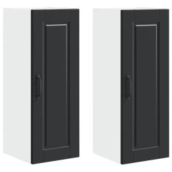 Lot de 2 armoires murales de cuisine moderne rangement pratique 30 x 31 x 80 cm en bois d'ing&eacute;nieri