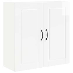 Armoire murale de cuisine moderne avec &eacute;tag&egrave;res 80 x 31 x 80 cm en bois d'ing&eacute;nierie blanc brillant
