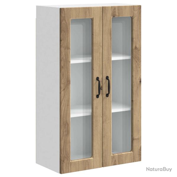 Armoire de cuisine murale moderne avec 3 �tag�res 60 x 31 x 100 cm en bois d'ing�nierie ch�ne artis