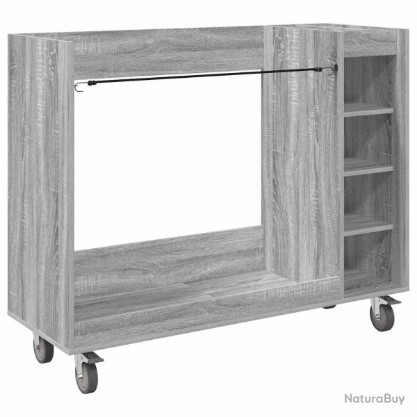 Armoire de rangement moderne avec roues 120 x 45 x 98 cm grand espace de stockage int�rieur en bois