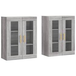 Lot de 2 armoires murales rangement mural 69,5 x 34 x 90 cm en bois d'ing&eacute;nierie sonoma gris 02_005