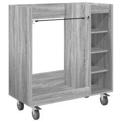 Armoire de rangement rectangulaire moderne avec 4 roues 90 x 45 x 98 cm en bois gris sonoma 02_0055