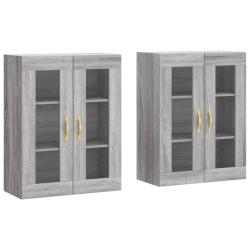 Lot de 2 armoires murales rangement polyvalent 69,5 x 34 x 90 cm en bois d'ing&eacute;nierie sonoma gris 0