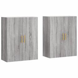 Lot de 2 armoires murales espaces de rangement 69,5 x 34 x 90 cm en bois d'ing&eacute;nierie sonoma gris 0