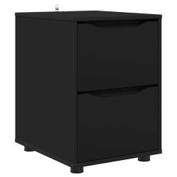Armoire de rangement minimaliste pratique avec tiroirs 40 x 48 x 57 cm en bois d'ing&eacute;nierie noir 02