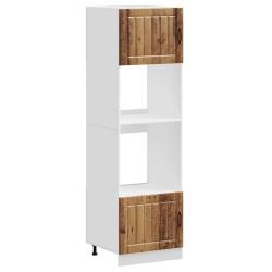Lot de 2 armoires &agrave; four classiques bois d'ing&eacute;nierie pour cuisine 60 x 57 x 207 cm avec pieds r&eacute;gl