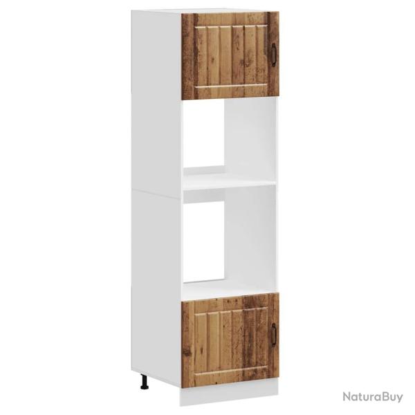 Lot de 2 armoires � four classiques bois d'ing�nierie pour cuisine 60 x 57 x 207 cm avec pieds r�gl