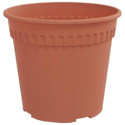 Lot de 24 pots &agrave; fleurs ronds jardin 17 x 17 x 14 cm l&eacute;ger moderne en plastique rouge brique 02_005