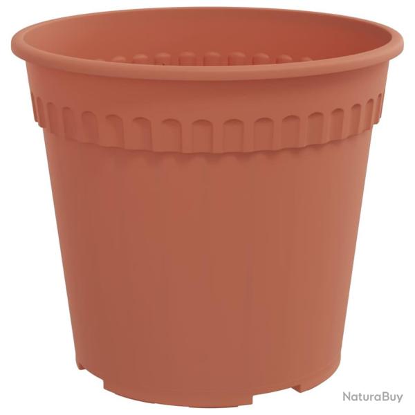 Lot de 24 pots � fleurs ronds jardin 17 x 17 x 14 cm l�ger moderne en plastique rouge brique 02_005