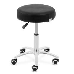 Tabouret &agrave; roulettes 48 61 cm 120 kg noir mdf acier au carbone pp mousse faux cuir (pu) noir 14_001