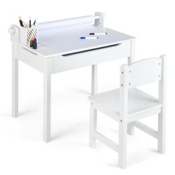 Bureau d'activit&eacute;s pour enfants avec chaise ergonomique 60 x 40 x 58 cm espace de rangement s&eacute;curis