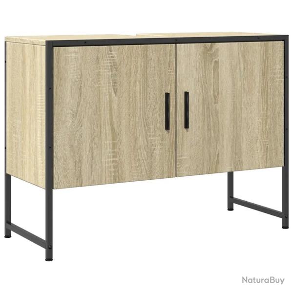 Armoire lavabo de salle de bain bois d'ing�nierie 80 x 33 x 60 cm grand espace de rangement style m