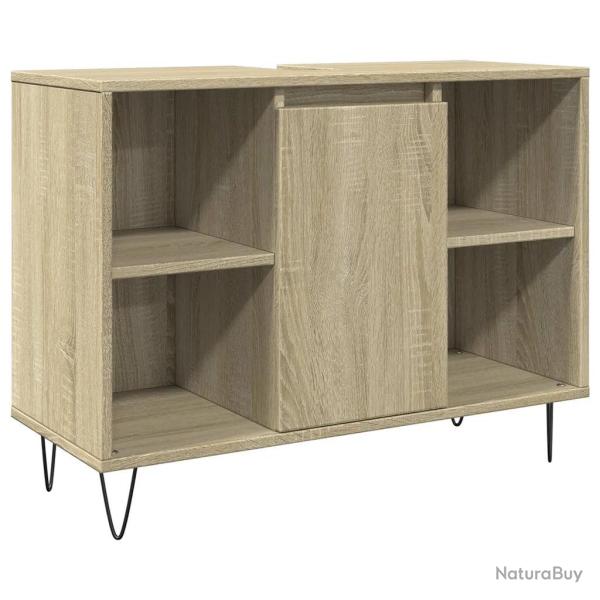 Armoire de salle de bain avec porte pratique 80 x 33 x 60 cm en bois d'ing�nierie ch�ne sonoma 02_0