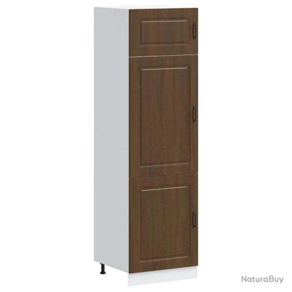 Armoire de cuisine Kalmar avec grands rangements pieds r�glables 60 x 57 x 207 cm en bois d'ing�nie