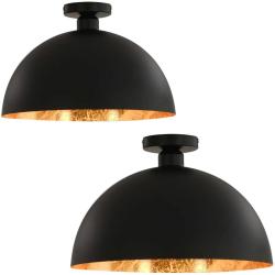 Lot de 2 plafonniers semi-sph&eacute;riques modernes usage r&eacute;sidentiel 35 x 17,5 cm en m&eacute;tal noir 02_00459