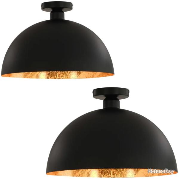 Lot de 2 plafonniers semi-sph�riques modernes usage r�sidentiel 35 x 17,5 cm en m�tal noir 02_00459