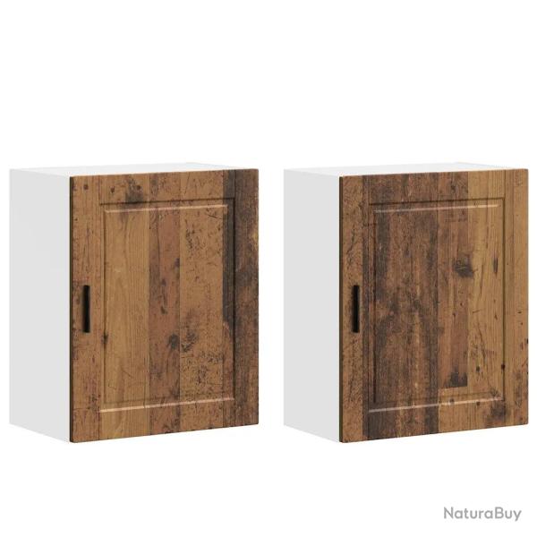 Lot de 2 armoires murales cuisine 50 x 31 x 60 cm rangement pratique style vintage en bois vieux bo