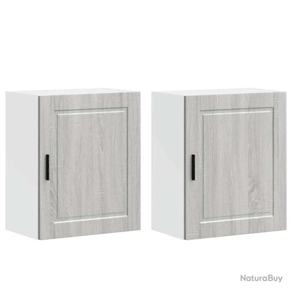Lot de 2 armoires murales de cuisine design moderne rangement mural 50 x 31 x 60 cm en bois d'ing�n