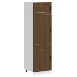 Armoire de cuisine Porto grand espace de rangement 60 x 57 x 207 cm en bois d'ing&eacute;nierie ch&ecirc;ne marr