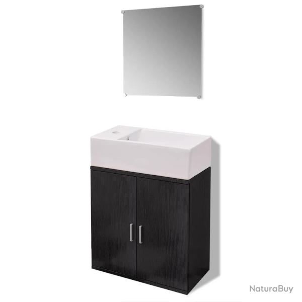 Ensemble de meubles de salle de bains trois pi�ces noir 48 x 25 x 48 cm design moderne finition mat