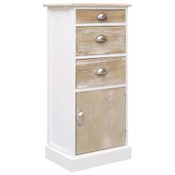 Armoire lat&eacute;rale avec 3 tiroirs et 1 porte 38 x 28 x 86 cm design &eacute;pur&eacute; chambre en bois de paulowni