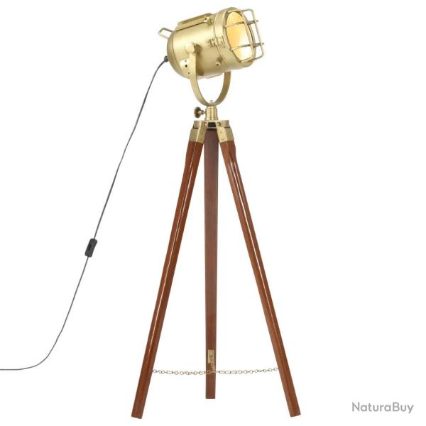 Lampadaire � tr�pied vintage r�tro salon 97 x 15 x 24 cm abat-jour pivotant en bois de manguier mas