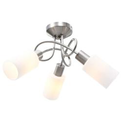 Plafonnier contemporain &agrave; 3 abat-jours cylindriques 50 x 27,5 cm style &eacute;l&eacute;gant facile &agrave; entretenir