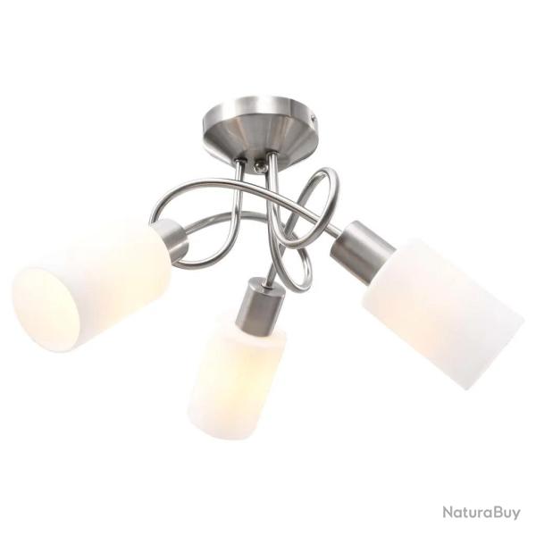 Plafonnier contemporain � 3 abat-jours cylindriques 50 x 27,5 cm style �l�gant facile � entretenir