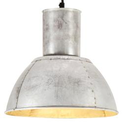 Lampe suspendue style industriel moderne salon bureau longueur totale 132 cm en fer argent&eacute; 02_0046