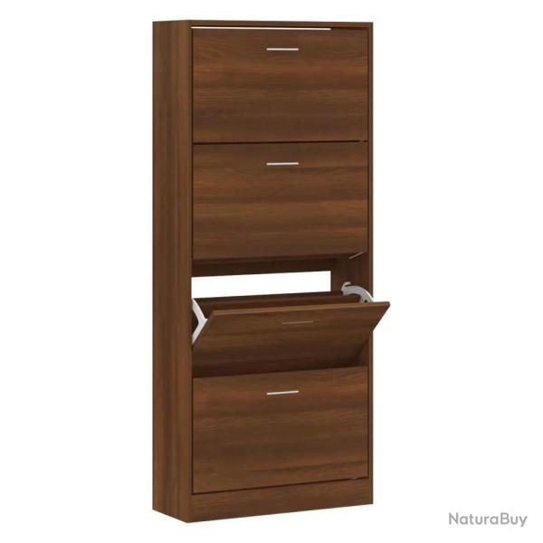 Armoire � chaussures moderne avec tiroirs rabattables 63 x 24 x 147 cm en bois d'ing�nierie ch�ne m