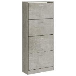 Armoire &agrave; chaussures moderne design avec 4 tiroirs 63 x 24 x 147 cm en bois d'ing&eacute;nierie gris b&eacute;ton