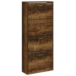 Armoire &agrave; chaussures moderne avec 4 tiroirs de rangement 63 x 24 x 147 cm en bois d'ing&eacute;nierie ch&ecirc;n