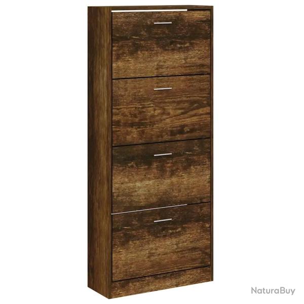 Armoire � chaussures moderne avec 4 tiroirs de rangement 63 x 24 x 147 cm en bois d'ing�nierie ch�n