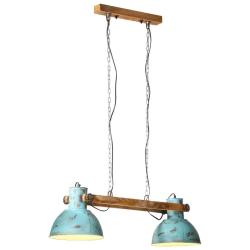 Lampe suspendue industrielle 85 x 28 x 109 cm avec 2 abat-jour en fer bleu d&eacute;lav&eacute; 02_0047496