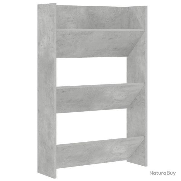 Armoire � chaussures murale moderne design �pur� 60 x 18 x 90 cm gain de place en agglom�r� gris b�