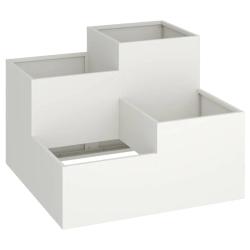 Cache-pot de jardin rectangulaire moderne format 80 x 80 x 60 cm ambiance chic en acier blanc 02_00