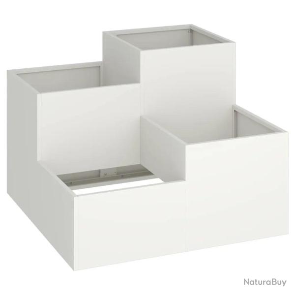 Cache-pot de jardin rectangulaire moderne format 80 x 80 x 60 cm ambiance chic en acier blanc 02_00