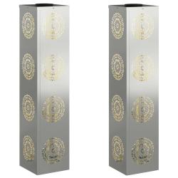 Lot de 2 lampes de chemin LED solaire 18 x 18 x 80 cm durables ambiance cosy jardin en acier rouill