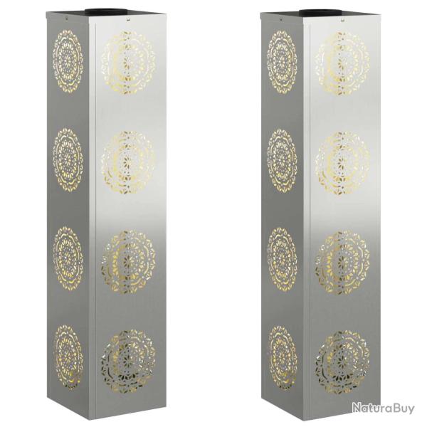 Lot de 2 lampes de chemin LED solaire 18 x 18 x 80 cm durables ambiance cosy jardin en acier rouill